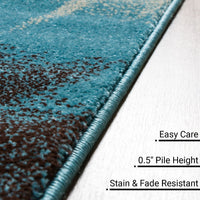 Modern Geometric Blue, Beige, Brown Comfy Hand Carved Area Rugs