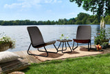 All Weather Outdoor Patio Garden Conversation Chair & Table Set - 3 Pc