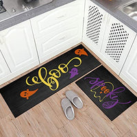 Halloween Boo Kitchen Mat Set of 2 Non Slip Thick Kitchen Rugs and Mats for Floor Comfort Standing Mats for Kitchen, Sink, Office, Laundry, 17"x47"+17"x28"