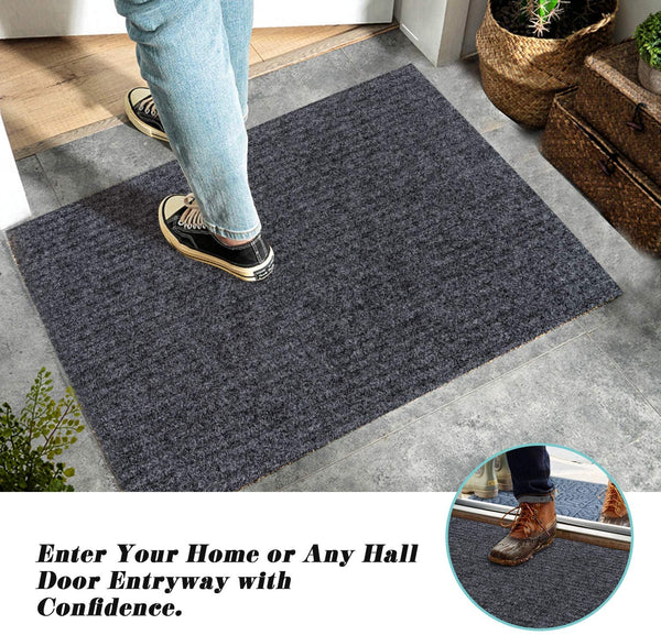 Gray Front Door Mats Outdoor Indoor Heavy Duty Doormat for Outside Inside  Entry Welcome Mats Non Slip Entryway Rug Dirt Trapping