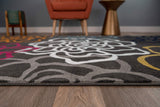 Floral Multi-color Grey Area Rug