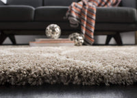 Moroccan Pattern Beige Ivory Plush Shag Area Rug