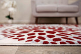 Floral Gray/Grey Red Area Rug