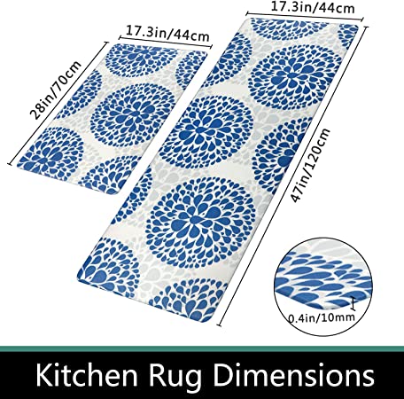 Anti Fatigue Kitchen Mat, 0.39 Inch Thick, Stain Resistant, Padded