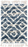 Lattice Tassel Blue Ivory Beige Plush Shag Area Rugs