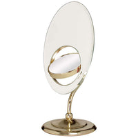 Oval Tri-Optics Brass 8x/3X/1X Magnified Vanity Mirror