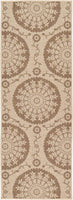 Indoor/Outdoor Botanical Collection Floral Abstract Transitional Flatweave Beige /Brown Area Rug