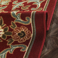 Red Low Pile Modern Floral Area Rug - Non Skid