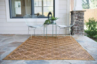 Trellis Geometric Border Indoor/ Outdoor Flat Weave Light Brown/ Brown