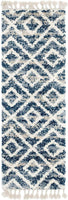 Lattice Tassel Blue Ivory Beige Plush Shag Area Rugs