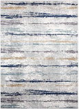 Abstract Ivory Blue Multi Colored Area Rug