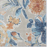 Aquabury Modern Floral Ivory Blue Orange Soft Area Rug