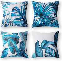 Set of 4 Tropical Palm Leaves Plant Printed Throw Pillow Case Cushion Cover