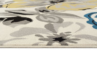 Floral Gray/Grey Yellow Blue Area Rug