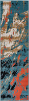 Pastel Collection Contemporary Area Rug Multicolor Blue