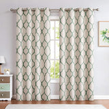 Moroccan Tile Linen Textured Curtains Printed Curtain Panel Thermal Insulated Window Treatment 1 Panel 45 Inch Beige