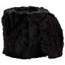 Carminna Black Faux Fur Round Accent Stool with Storage