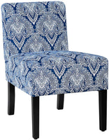 Fabric Accent Chair, Contemporary Leisure Side Chair w/Thick Sponge Cushion, Wood Legs, Weight Capacity 330 Lbs, Upholstered Armless Accent Chair for Living Room, Bedroom (1, Sapphire)