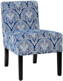 Fabric Accent Chair, Contemporary Leisure Side Chair w/Thick Sponge Cushion, Wood Legs, Weight Capacity 330 Lbs, Upholstered Armless Accent Chair for Living Room, Bedroom (1, Sapphire)