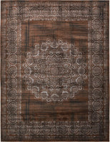 Modern Traditional Vintage Distressed Chocolate Brown Area Rug
