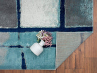 Lagos Collection Blue Art Deco Soft Area Rug
