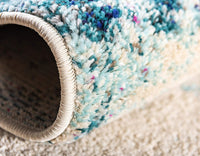 Coastal Modern Coral Lobster Shells Soft Area Rug, Light Blue/Beige