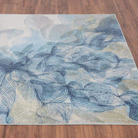 Aquabury Modern Floral Ivory Blue Area Rug