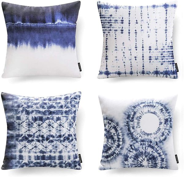 Set of 4 Porcelain Watercolor Printed Decorative Throw Pillow Case Cushion Cover