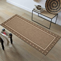 Jardin Indoor/Outdoor Bordered Runner Rug, Brown