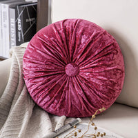 Round Throw Pillow Handcrafted Pumpkin Velvet Floor Pillow Couch Bed and Chair
