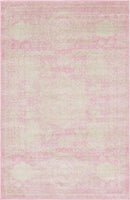 Vintage Traditional Medallion Border Pink Soft Area Rug