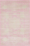 Vintage Traditional Medallion Border Pink Soft Area Rug