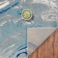 Victoria Collection Modern Soft Area Rug Blue