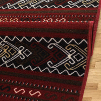 Moroccan Geometric Low Profile Pile Indoor Area Rugs Red