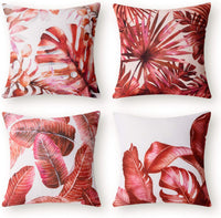 Set of 4 Tropical Palm Leaves Plant Printed Throw Pillow Case Cushion Cover