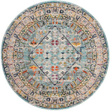 Monaco Collection  Boho Chic Oriental Distressed  Area Rug Blue / Light Grey