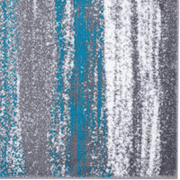 Modern Abstract Soft Ivory Grey Turquoise Area Rug
