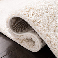 Cream Box Border Textured Thick Shag Area Rug