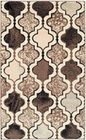 Modern Trellis Ivory Beige Brown Soft Area Rug