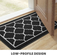 Trends Door Mat Indoor Outdoor Entryway Welcome Mat, Super Absorbent Non Slip Rubber Doormat Front Back Low Profile Door Rug, Resist Dirt Floor Mat for Inside Entryway,Patio(20"x32"，Black)
