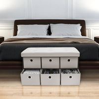 Contemporary Faux leather Storage Bench Ottoman