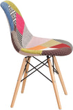 Furniture Elon Series Milan Patchwork Fabric Chair with Wooden Legs