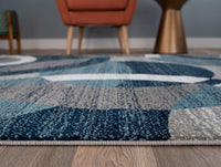 Blue Gray White Circles Soft Area Rug