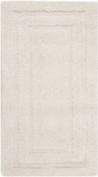 Cream Box Border Textured Thick Shag Area Rug