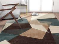 Modern Geometric Mint Blue Brown Beige Comfy Hand Carved Area Rugs