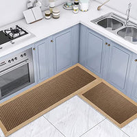 Twill Kitchen Mat Kitchen Rugs Set of 2 Kitchen Rugs and Mats Non Skid Washable Kitchen Floor Rugs for in Front of Sink Heavy Duty Standing Mat Kitchen mats for Floor Countertop Fridge Indoor