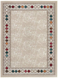 Bordered Non-Skid Low Profile Pile Rubber Backing Kitchen Area Rugs Beige