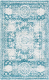 Vintage Traditional Medallion Border Turquoise Area Rug