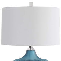 Marjorie Frosted Turquoise Fluted Vase Table Lamp