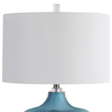 Marjorie Frosted Turquoise Fluted Vase Table Lamp